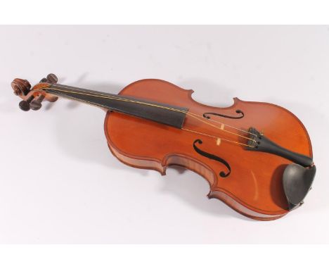 French early 20th century violin, with two piece back and ebonized fretboards, interior label marked Francois Barzoni fecit-a