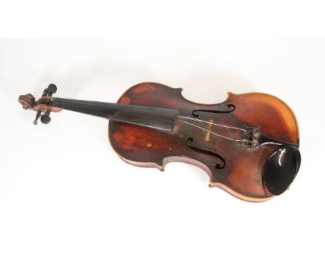 Scottish violin with single piece back in fitted case, interior lable for David Murray of Gorebridge 1900, back size L36cm.