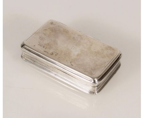 Antique George III silver snuff box of rectangular shape having rounded corners, the interior engraved 'The Gift of Thos Broo