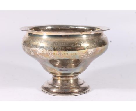 Edw.VII silver pedestal trophy, of bowl shape raised on a round foot, the body engraved with the winners of the Polmont Lawn 