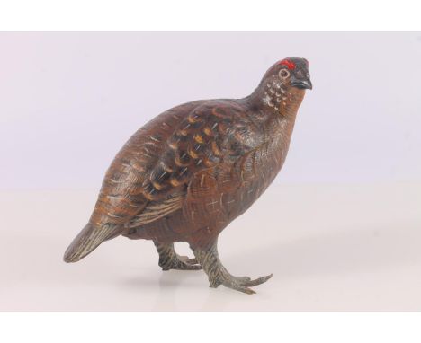 Austrian cold painted bronze model of a grouse, the standing model with naturalistically painted body and feathers, H15.5cm.