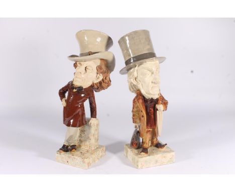 Pair of Victorian Whitman and Roth political caricature models of Gladstone and Disraeli, impressed lozenge mark to base, max