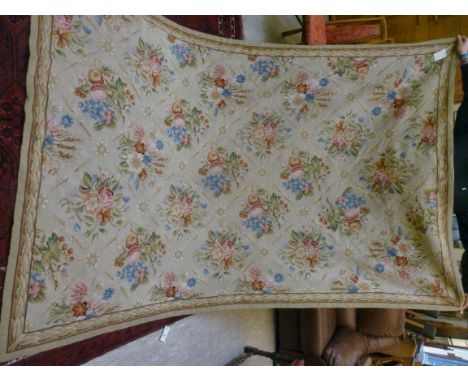 A Chinese tapestry carpet with panels of flowers on a beige ground  107'' x 114''        SR