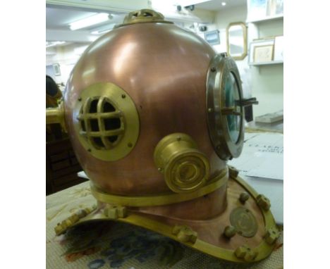 A brass and copper model, divers helmet  17''h       S