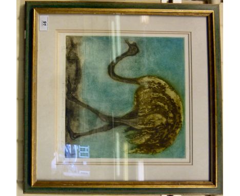 After Sonia Rollo -' Fine Feathered Friend'  Limited Edition print  58/150  bears a pencil signature 12'' x 12'' in a gilt an