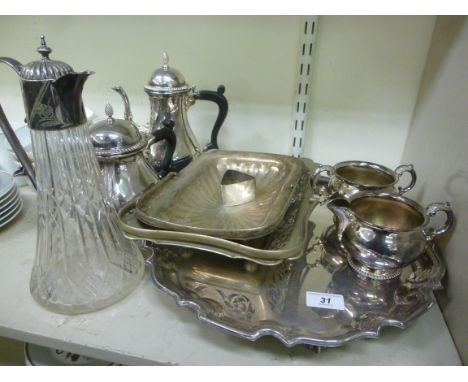 Silver plate: to include a Barker Ellis four piece tea set  comprising a coffee pot, a teapot, a sugar basin and a milk jug  