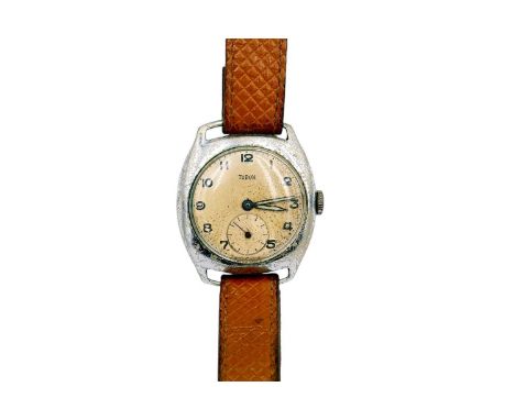TUDOR - A 1940's nickel cased gentleman's mid-sized manual wind wristwatch. Circa 1947, the 22mm signed silvered dial with bl