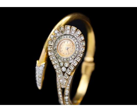 FAVRE-LEUBA - A lady's gold plated manual wind cocktail bangle watch. Signed 10mm rose gold coloured dial with silvered baton