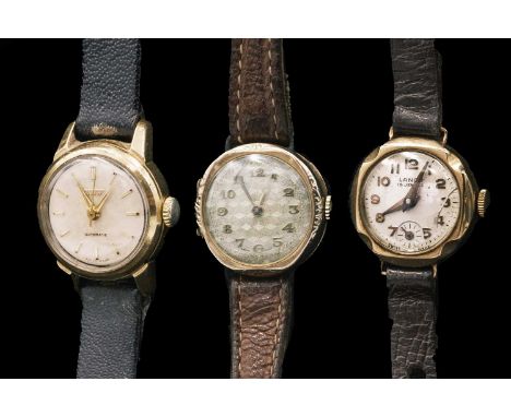 A selection of three lady's manual wind wristwatches, two with a 9ct case. To include a 9ct Lanco 15 jewel wristwatch, 22mm, 