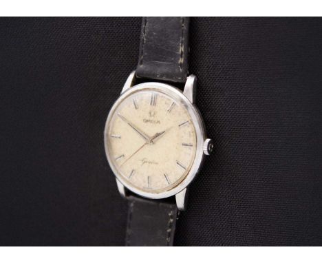 OMEGA - A Geneve stainless steel manual wind gentleman's wristwatch. Cal. 600, circa 1961, the signed 28mm silvered dial with