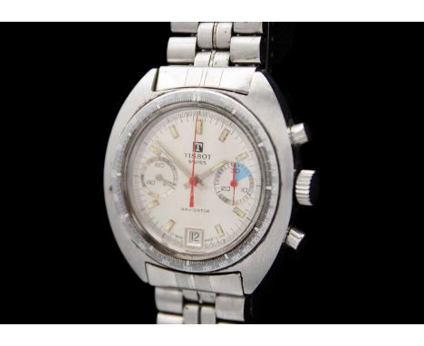 TISSOT - A Navigator chronograph stainless steel gentleman's manual wind bracelet wristwatch. The signed silvered dial with l