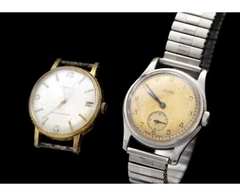 A Cyma Watersport stainless steel manual wind mid-sized gentleman's wristwatch.  32mm; together with an Ingersoll gold-plated