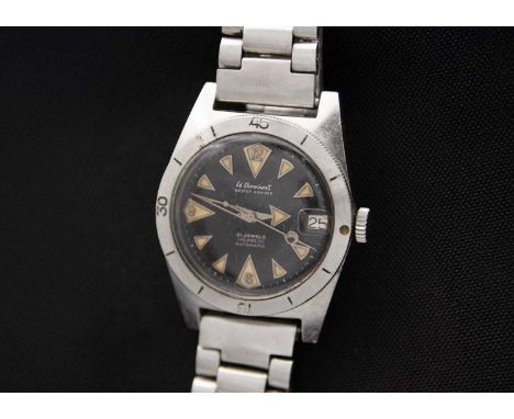 LE CHEMINANT - A Master Mariner gentleman's automatic incabloc diver's wristwatch. The signed 28mm black dial with luminous a