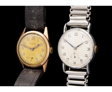 DUNKLINGS - A Rivana 9ct gentleman's manual wind mid-size wristwatch. The signed 22mm champagne dial with luminous Arabic num