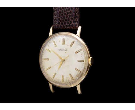 ETERNA - A 9ct cased 1960's gentleman's manual wind wristwatch. The signed 29mm silvered dial with gilt baton markers and cen