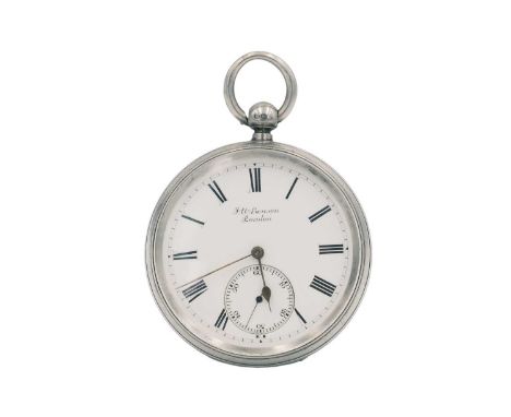 J. W. BENSON - A 'Ludgate' silver cased key wind open face pocket watch. The signed dial with black Roman numerals and subsid