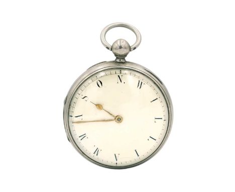 An early Victorian white metal cased fusee verge pocket watch. The cream enamel dial with letter replacing numerals spelling 