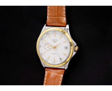 ZENITH - An Elite GMT 18ct and steel-cased gentleman's automatic wristwatch. Ref. 90/41 0030 682, the signed 30mm white dial 