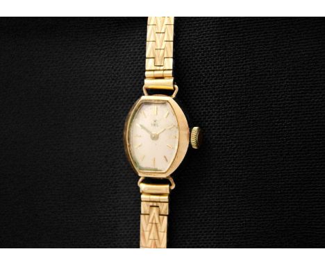 EBEL - A 9ct lady's manual wind bracelet wristwatch. Signed 12mm silvered dial, signed movement, the case hallmarked Edinburg