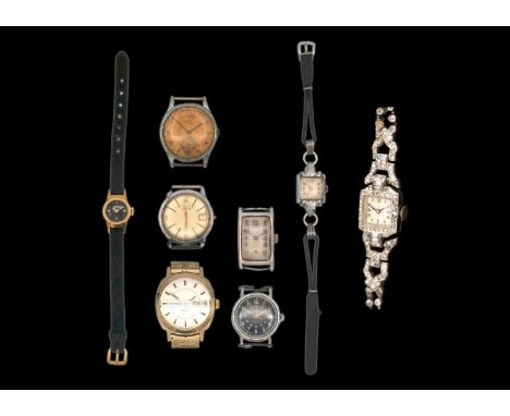 A collection of eight mechanical wristwatches for repairs or spares. Including an Avia 15 jewels gentleman's, 36mm; a Sekonda