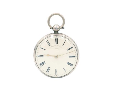 An early Victorian silver cased fusee lever key wind open face pocket watch. The cream enamel dial with black Roman numerals 