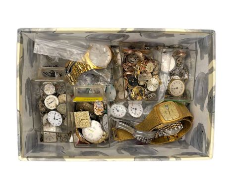 A large quantity of gentleman's and lady's manual wristwatch movements for repairs and spares. Various makers including Buche