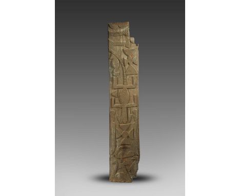 A Yoruba panelNigeriarelief carved animals, birds, swords and symbols,164.5cm x 30cm.ProvenanceDr Laurence R. Goldman Collect