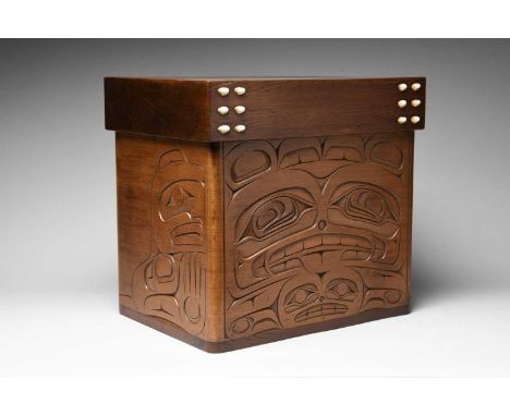 Richard Sumner (1956 - 2003)Kwakwaka'wakw, Victoria, CanadaBear/Human/Eagle Transformation Boxred cedar and opercula, signed 