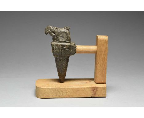 A Nicoya mace head Guanacaste, Costa Rica, circa 100 - 500 AD stone, carved as a parrot, 4.5cm long, on a stand. (2)  Provena