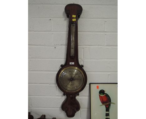An early 19th century rosewood wheel barometer having thermometer scale by B Porri Skipton