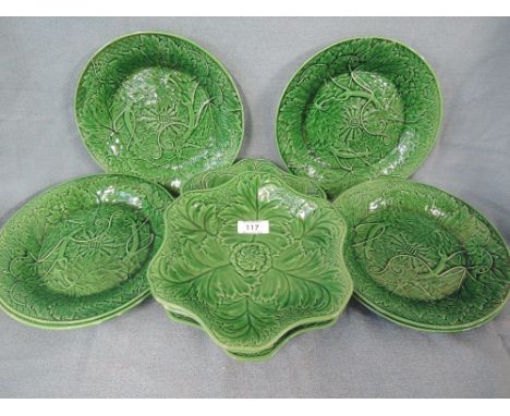 A selection of vintage Wedgwood Majolica plates and dishes
