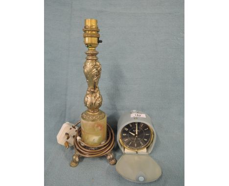 A vintage Westclox Baby Ben and onyx style lamp