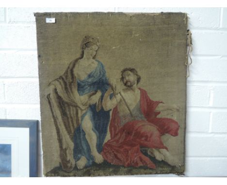 An early woven tapestry style embroidery depicting religious scene