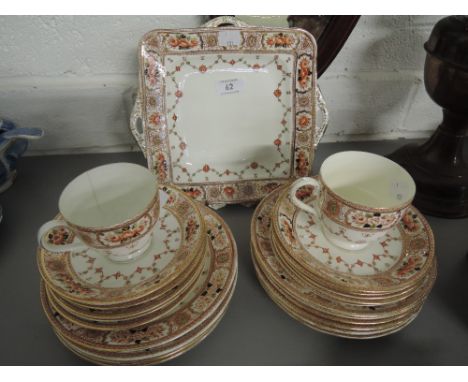 A part tea / dinner service by Enfield with transfer print and gilt edge work