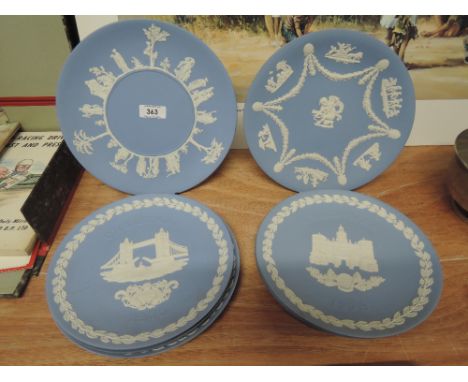 A selection of vintage ceramic Jasperware plates 