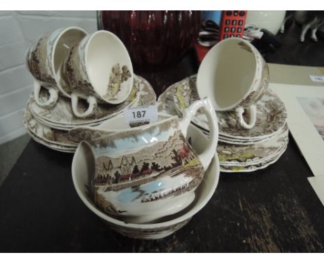 A part tea service by Alfred Meakin with transfer print