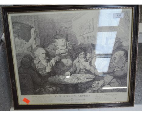 A vintage monochrome print titled Smithfield Sharpers