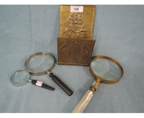 A vintage spy glass with mother of pearl hand and brass body etc