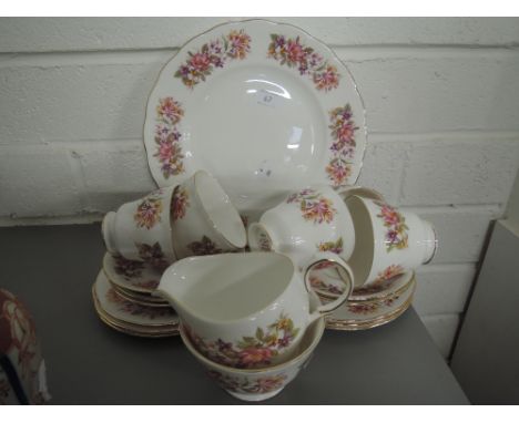 A part tea service by Colclough floral print with gilt edge 15 pieces approx
