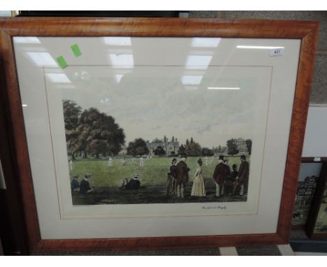 A large print depicting a game of cricket at Rugby