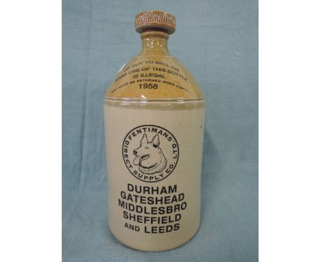 A vintage style stone ware salt glazed advertising bottle by Fentimans