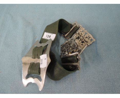 A vintage plated and green leather bohemian style belt