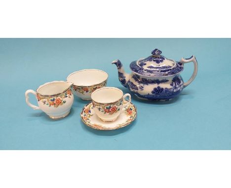 A Royal Albert tea service and a blue and white Maling tea pot