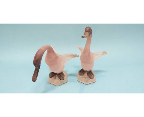 A pair of Canedese Murano amethyst and frosted glass ducks