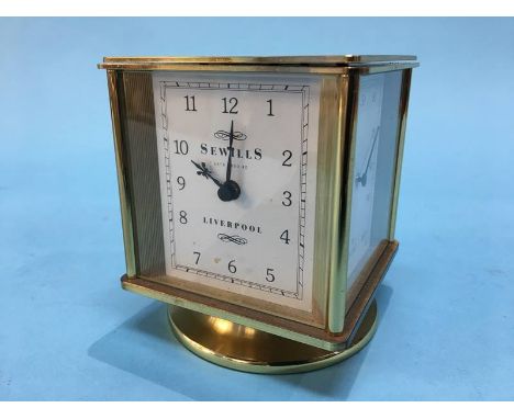 A Sewills of Liverpool, revolving square four glass clock, with clock, Hygo, thermometer and barograph
