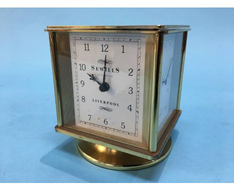 A Sewills of Liverpool, revolving square four glass clock, with clock, Hygo, thermometer and barograph