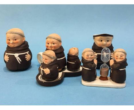 A Goebel Monk egg timer, cruet set etc.