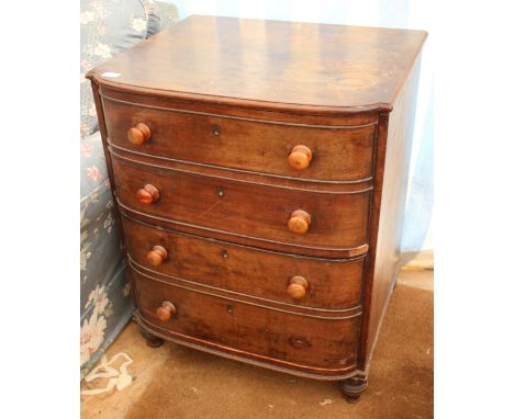 AN EARLY VICTORIAN MAHOGANY COMMODE, the lifting top with four faux drawers, 58cm wide together with a similar commode, a sma