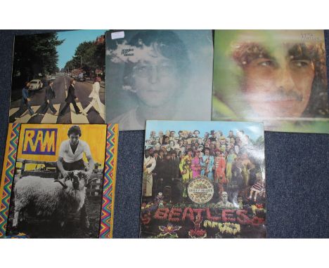 FIVE BEATLES AND RELATED LP'S  to include Sgt. Peppers Lonely Hearts Club Band, the first mono, Abbey Road, John Lennon Imagi