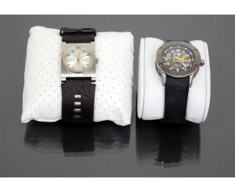 A ROTARY EDITIONS AUTOMATIC MECHANICAL 500 SERIES WRISTWATCH with titanium plated case, rubber strap and black dial together 